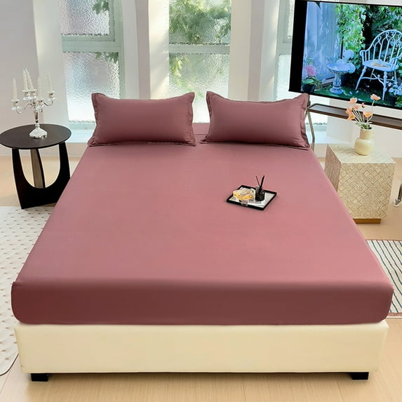 Ovzne Solid Color Washable Sheets - 70.87X78.74In Polyester Bed Cover, Soft Comfortable, Fade-Resistant, Anti-Shift Design, Fits Various Bed Types, Easy To Match Home Decor