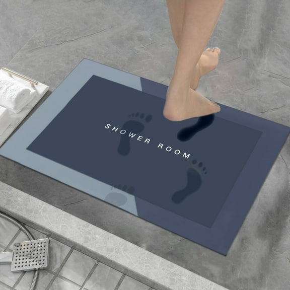 Ovzne Square Diatomite Bath Mat Quick-Dry Absorbent Shower Mat For Bathtub Rubber-Backed Non-Slip Bathroom Floor Mat With Diatomaceous Earth Material