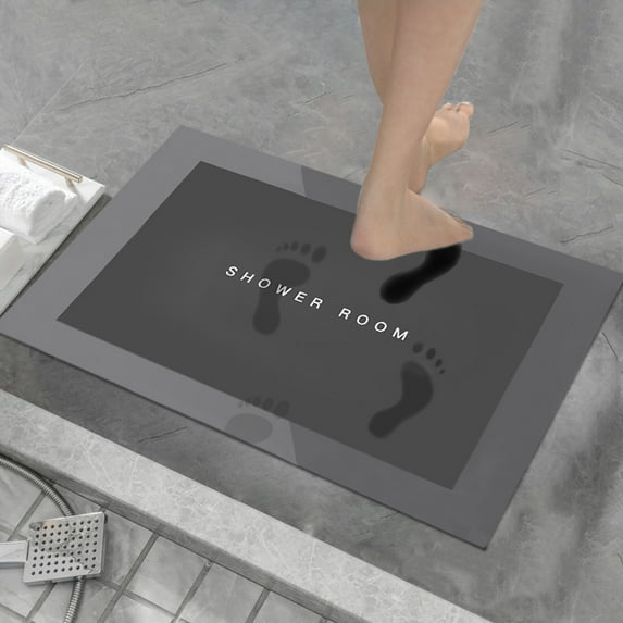 Ovzne Square Diatomite Bath Mat Quick-Dry Absorbent Shower Mat For Bathtub Rubber-Backed Non-Slip Bathroom Floor Mat With Diatomaceous Earth Material