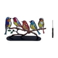 thumbnail image 1 of Ovzne Stained Glass Five Birds Metal Ornament – Whimsical Desktop Decor With Colorful Light Play, 1 of 7