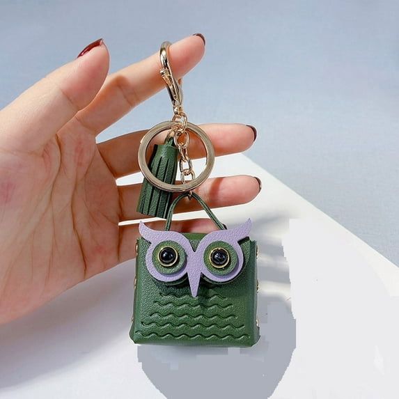 Ovzne Tassel Owl Bag Keychain - 2.16×1.85in Leather Metal Pendant, Stylish Accessory for Bags Keys