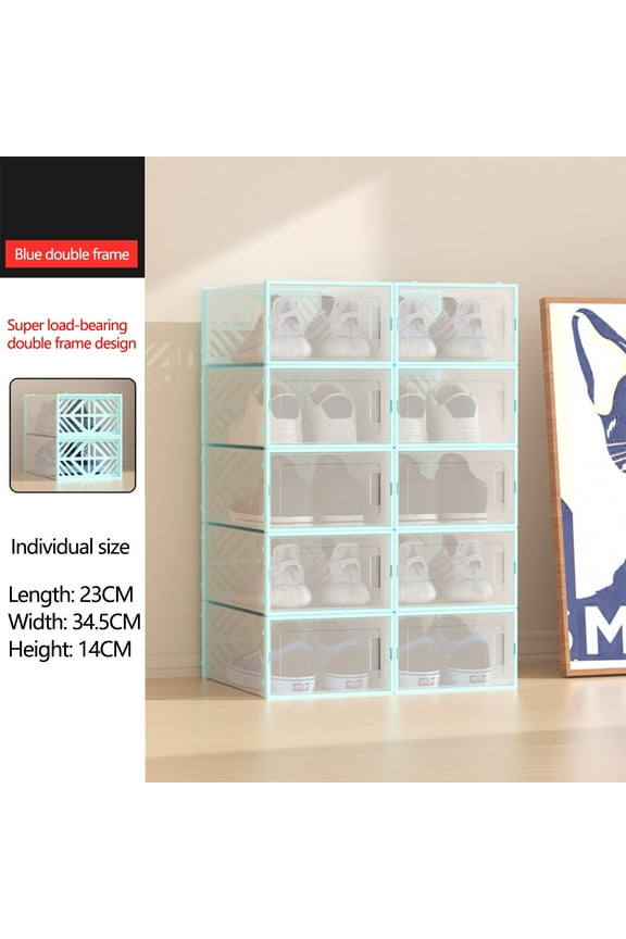 Two End Load-Bearing Transparent Shoe Box - Plastic Household Side-Opening Storage, Ideal For Casual Shoes, Rental Home Shoe Cabinet