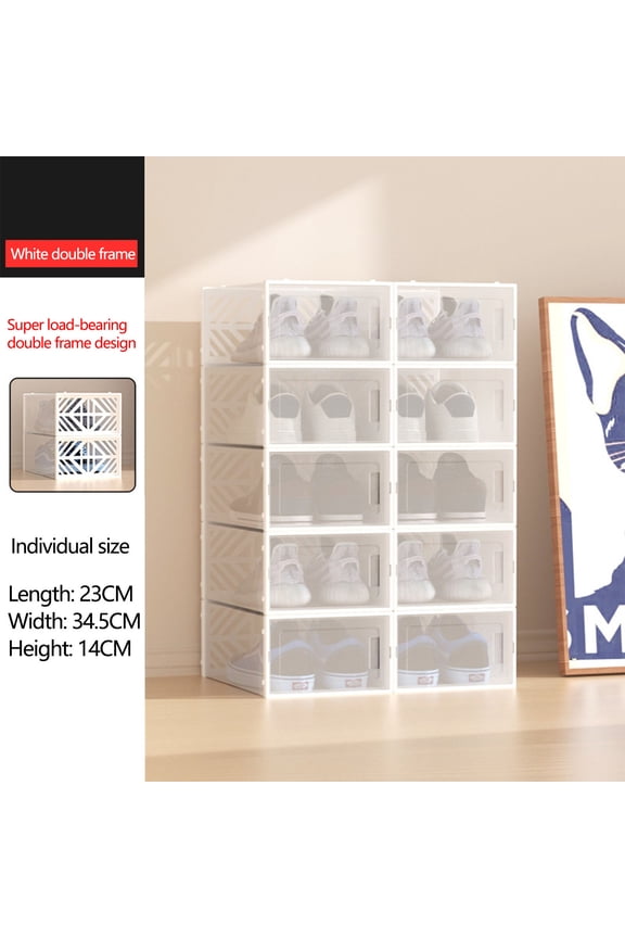 Two End Load-Bearing Transparent Shoe Box - Plastic Household Side-Opening Storage, Ideal For Casual Shoes, Rental Home Shoe Cabinet