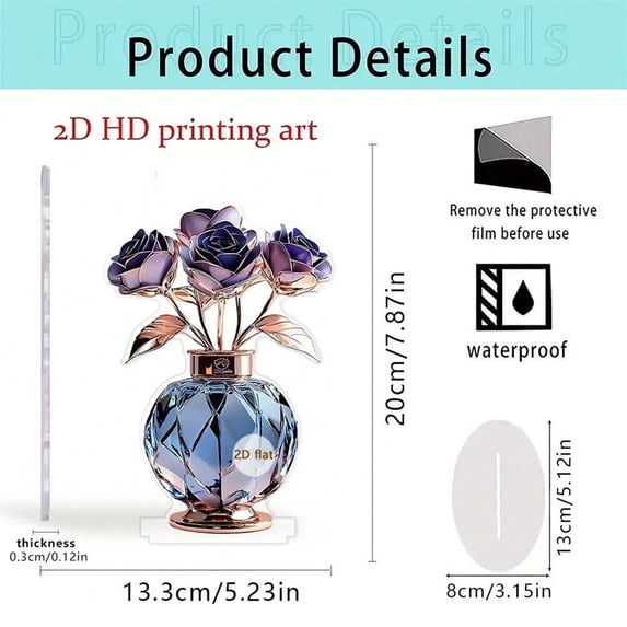 Ovzne Valentine’s Crystal Floral Vase – Elegant Acrylic Centerpiece with Permanent Silk Blooms