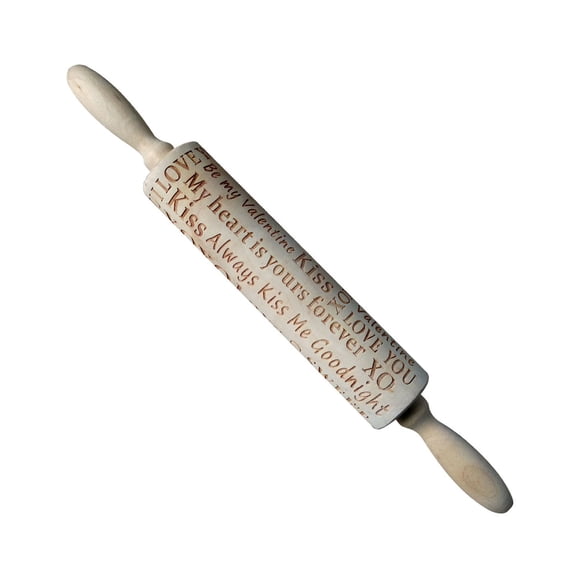 Ovzne Valentine's Day Rose Rolling Pin - Wooden Carved Tool For Cookies Dough, Baking Gifting