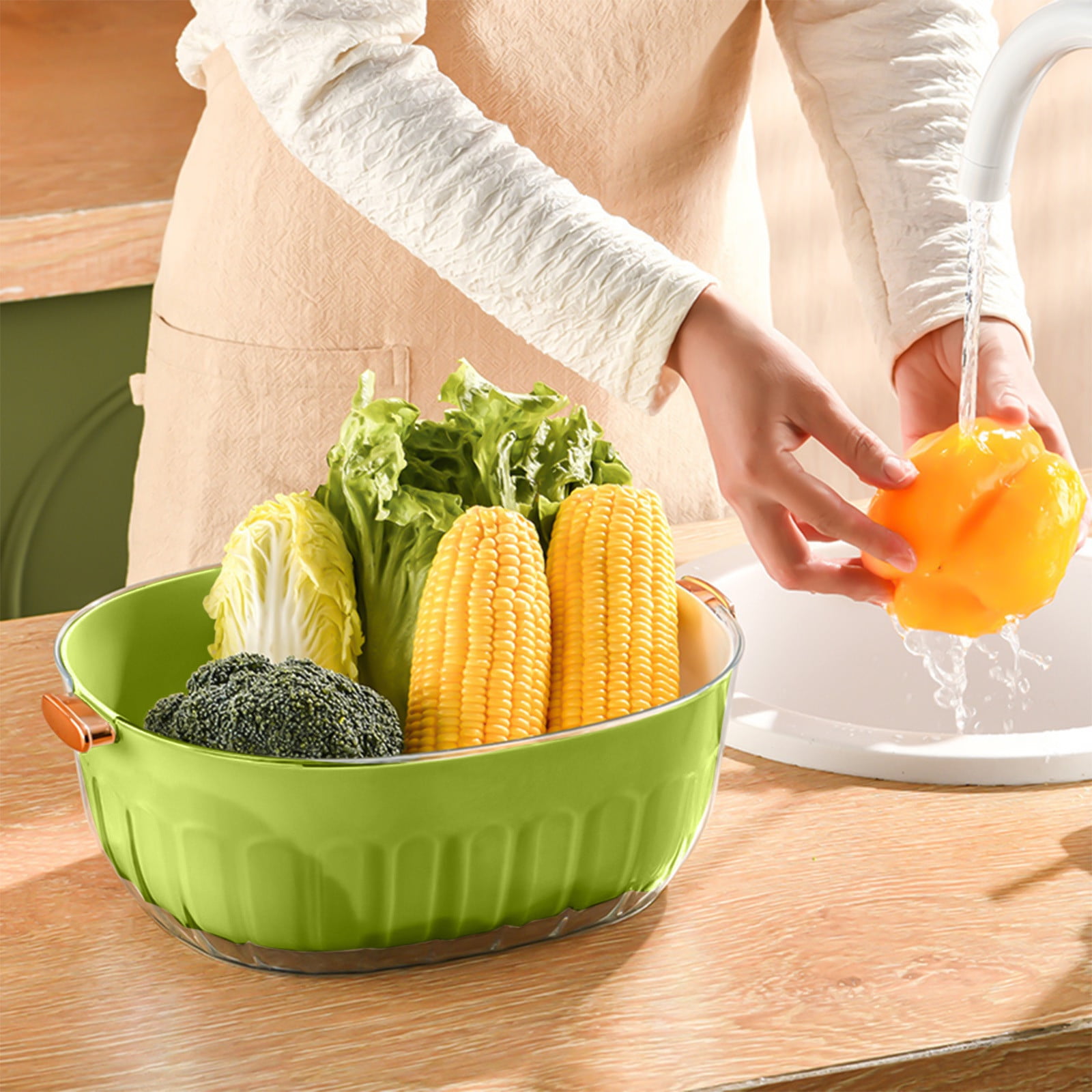 Ovzne Vegetable Basket Vegetable Basket Strain Wash And Vegetables Fruit Multi Function