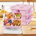 thumbnail image 1 of Ovzne Wheat Straw 4-Compartment Lunch Box - Stackable Food Container With Transparent Lid, 1 of 6
