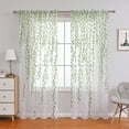 thumbnail image 1 of Ovzne Wicker Shade Curtain - 39.37X78.74 Inches Green Polyester Sun Screen With White Gauze, Set Of 2 For Bedroom Living Room, 1 of 6