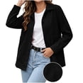 thumbnail image 1 of Ovzne Women's Corduroy Shacket Button Down Jacket Lapel Collar Long Sleeve Coat with Pockets Relaxed Fit Casual Outerwear,Black Jackets for Women, 1 of 8