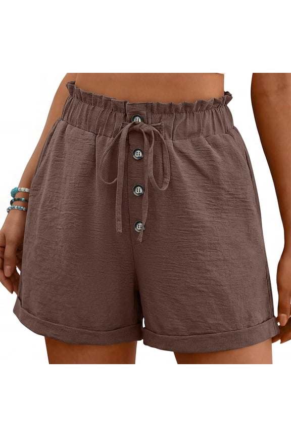 Women's Solid Color Elastic Waist Lounge Shorts with Lace Trim – Soft 100% Polyester Sleep Shorts for Home and Summer Casual Wear S-XXL