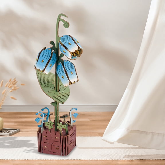 Ovzne Wooden Building Blocks Flower Puzzle - 3D Floral Model Handicraft For Diy Decoration