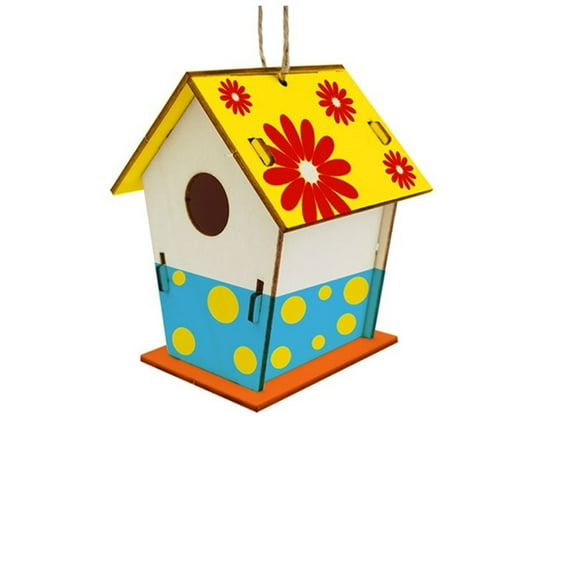 Ovzne Wooden Home Decoration Hand-Painted Crafts Graffiti Bird House Set – Diy Kit With 12 Colors, 2 Brushes, And 30Ml Paint For Kids Bird Lovers