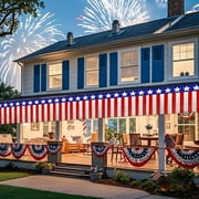 Ovzne forth of July Decorations Fringe Garland Streamers, Red White and Blue Star Hanging Backdrops Banners Table Skirts for Parades Floats Memorial Day Patriotics Party