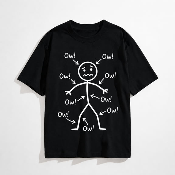 Ow Ow Ow Funny Chronic Pain Awareness Comedy Stick Character T-Shirt