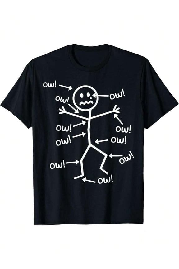 Ow Ow Ow T-Shirt - Funny Chronic Pain Awareness T-Shirt All Season Cotton Single Sided Printed Crew Neck Short Sleeve T Shirt