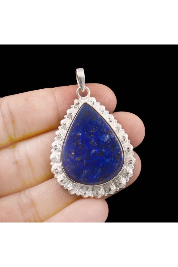 Owais Gems And Jewelry 73 Ct Pear Shape Silver Pendant Lapis Gemstone, Unisex Handmade Womens Jewelry