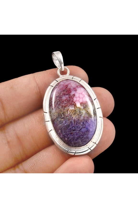 Owais Gems And Jewelry Natural Multi Colour Solar Quartz Pendant 68 CT's Oval Shape Gemstone Silver Pendant Women's Fashion Jewelry.