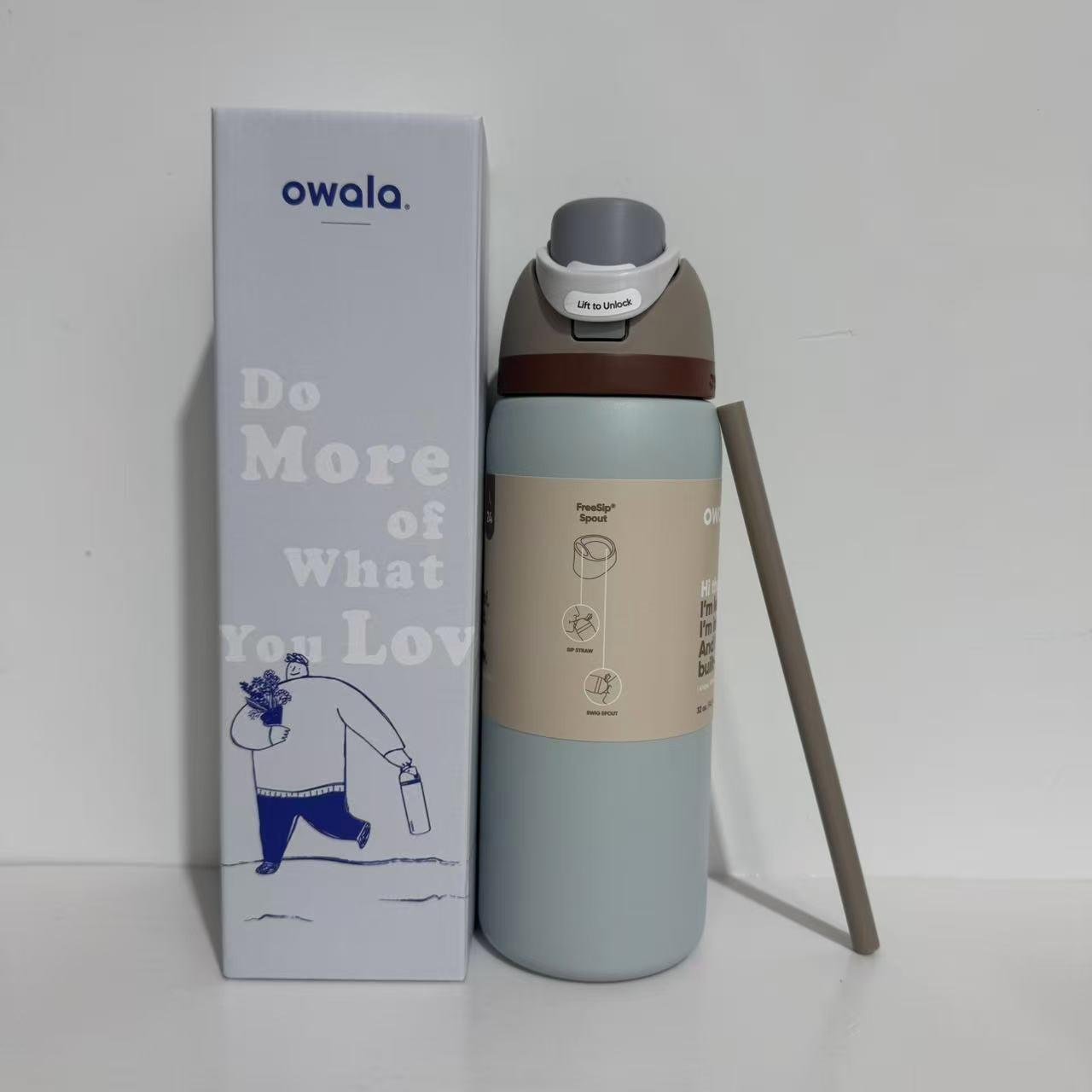 Owala 32 oz. FreeSip Stainless Steel Water Bottle - Sea salt grey