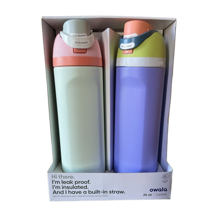 Owala FreeSip 24oz Stainless Steel Bottle Combo Pack, Pink Mint & Green  Lilac 