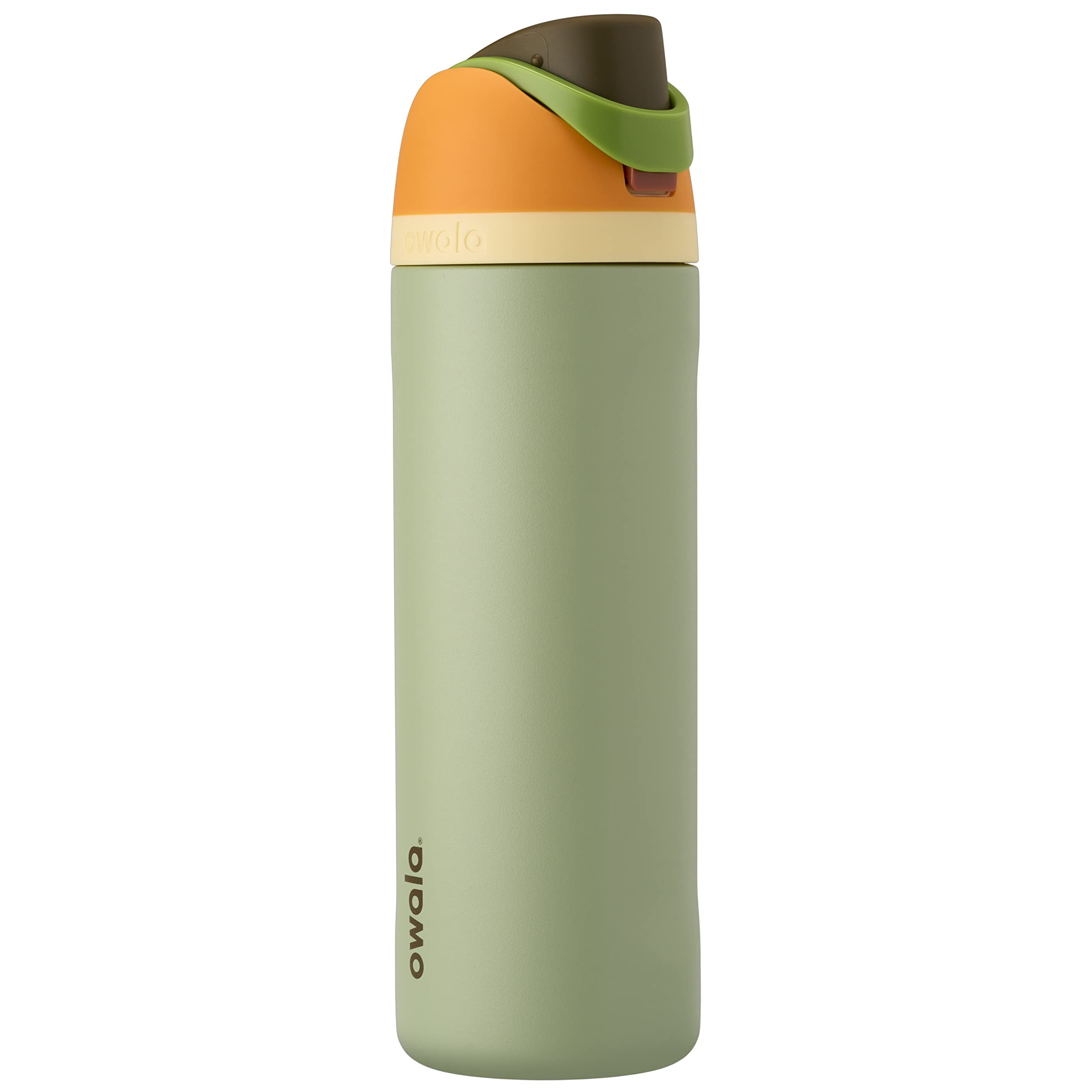 Owala 24 oz Insulated Stainless Steel Water Bottle with Spout Cover, Orange and Green