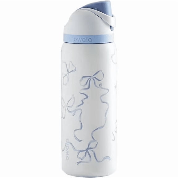 Owala FreeSip Stainless Steel Water Bottle, 32oz, Blue Bows