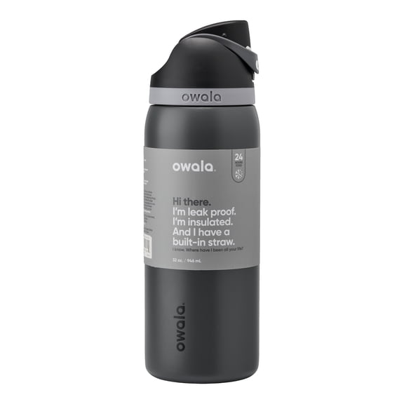 Owala FreeSip Stainless Steel Water Bottle, 32oz, Black