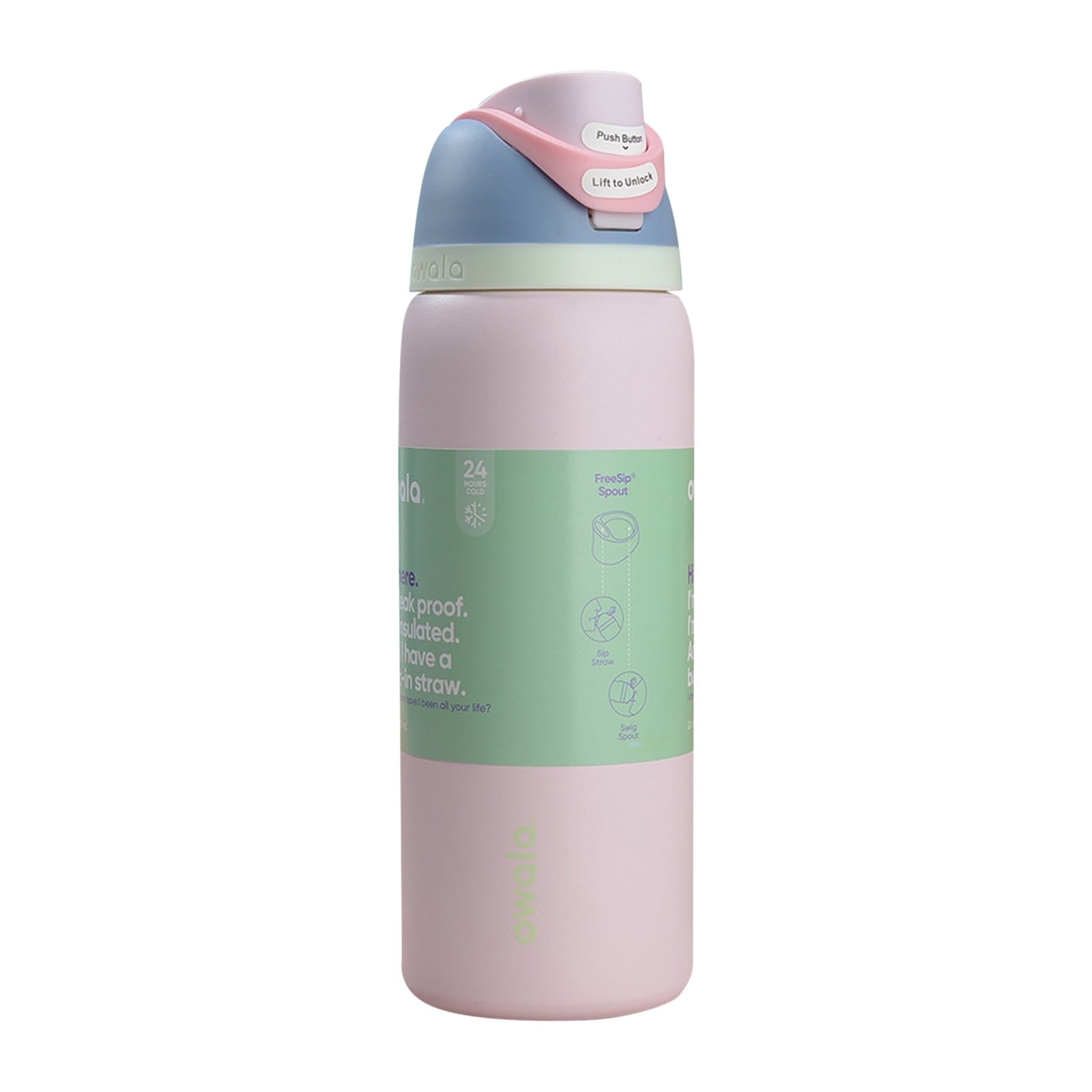 Owala Freesip Insulated Stainless Steel Water Bottle with Straw for Sports, Travel, and School Bpa-Free Sports Water Bottle, 32 Oz,Light pink