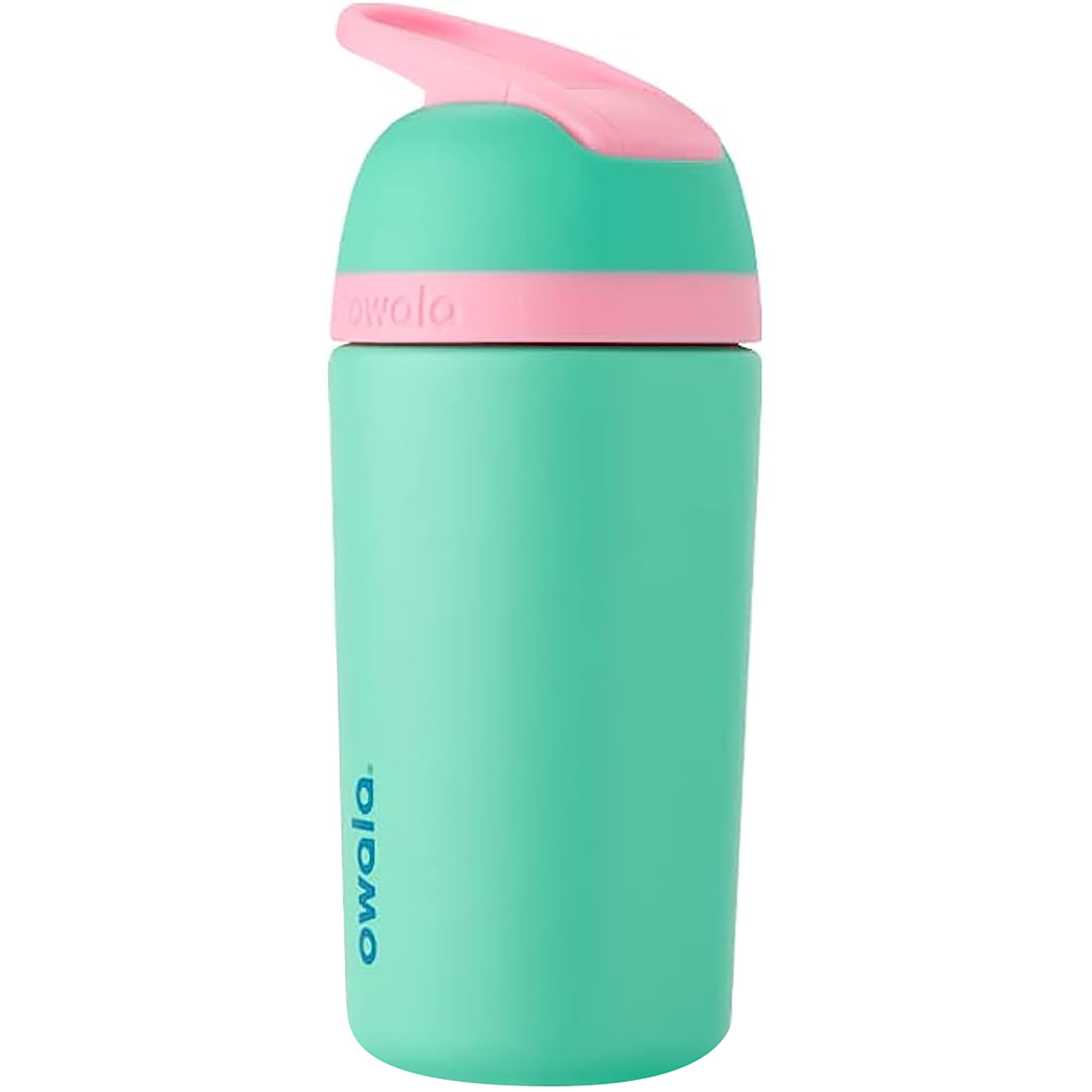 Owala Kids (Pink/Pink and Teal/Yellow) 14 Oz. Water Bottle Carry Loop With  Integrated Lock Hygienic Flip Straw Colored Straw Leak Proof Insulated