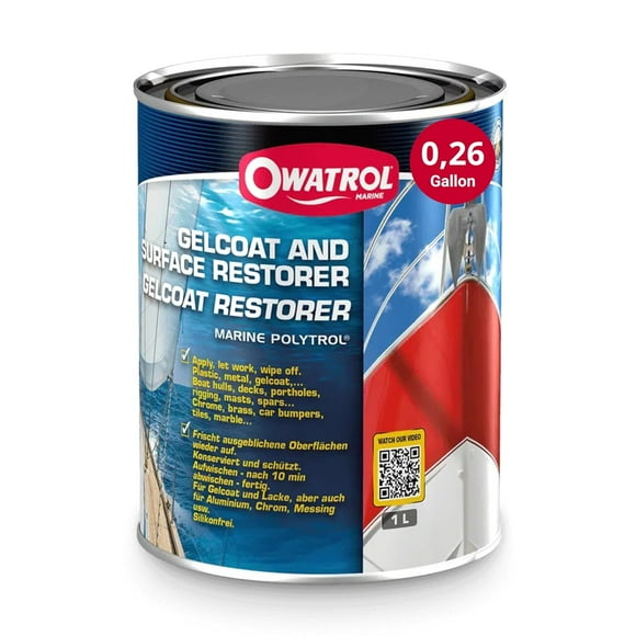 Owatrol Marine Polytrol - 1.06 US Quart - Boat Gelcoat Restorer, Protective Color Restorer for Marine Surfaces, Fiberglass, Plastic & Steel, Revives Dull Surface, No Flaking, Protection UV Corrosion