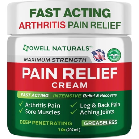 Owell Naturals Deep Penetrating Pain Relief Cream 7 oz Muscle & Joint Cream Fast Absorbing Non Greasy Menthol Body Cream