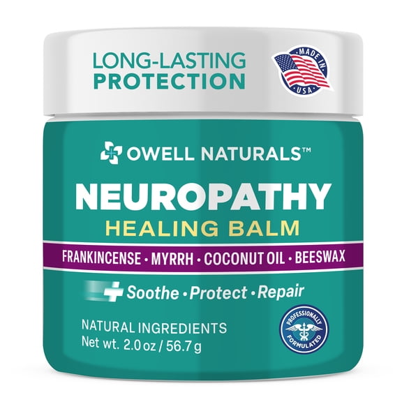 Owell Naturals Neuropathy Nerve Balm for Feet, Muscles & Joints, Formula with Frankincense, Myrrh, 2 oz