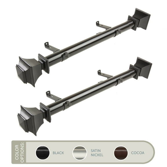 Owen 1.5" Side Curtain Rod 18 inch Long (Set of 2) - Black