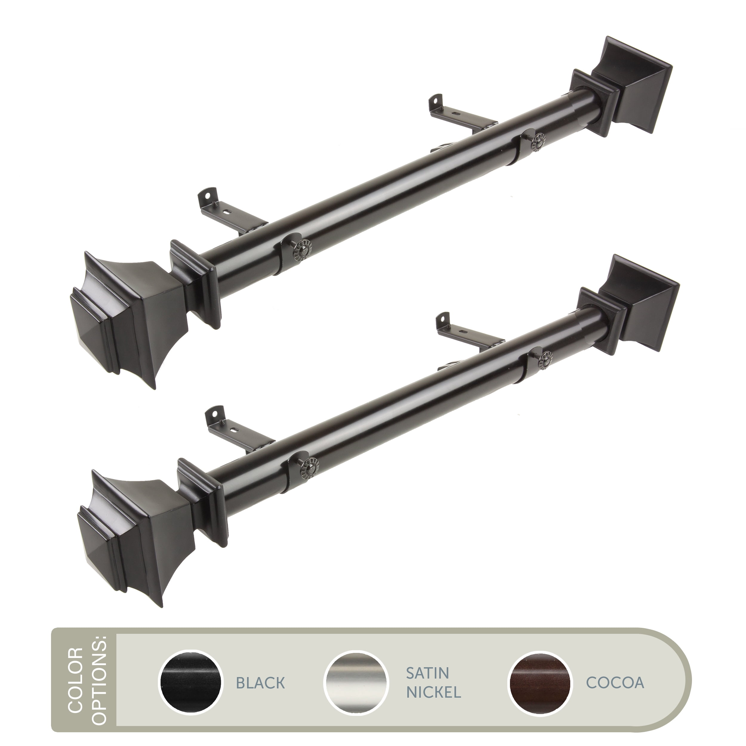 Owen 1.5" Side Curtain Rod 18 inch Long (Set of 2) - Satin Nickel