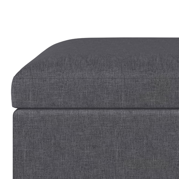 Owen 34 inch Wide Coffee Table Storage Ottoman in Slate Grey Linen Look Fabric