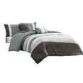 thumbnail image 1 of Owen 5 Piece King Comforter Set, The Urban Port, Striped White, Green, Gray, 1 of 5