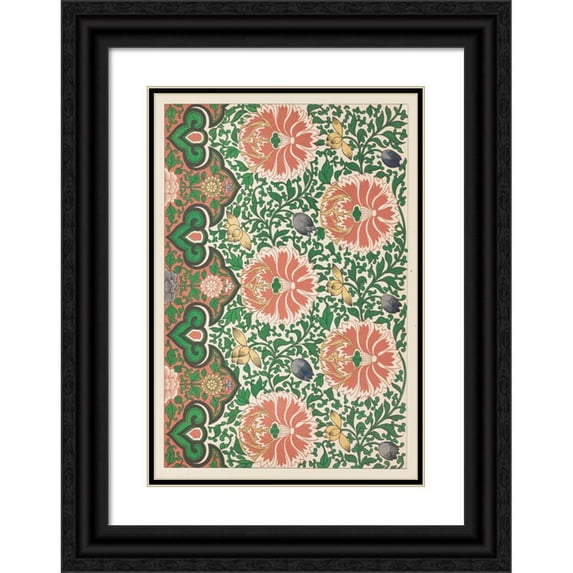 Owen Jones 11x14 Black Ornate Wood Framed Double Matted Museum Art Print Titled: Examples of Chinese Ornament, Pl.61 (1867)