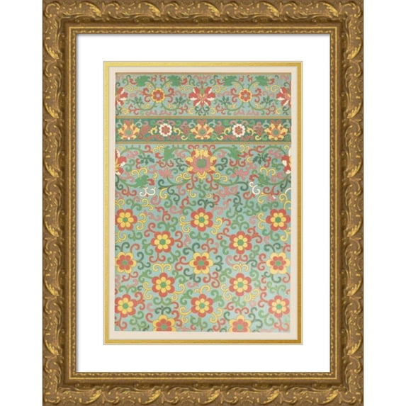 Owen Jones 13x18 Gold Ornate Wood Frame and Double Matted Museum Art Print Titled - Examples of Chinese Ornament, Pl.09 (1867)