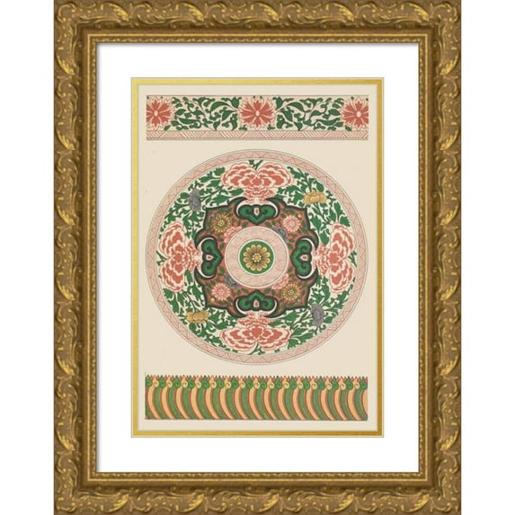 Owen Jones 13x18 Gold Ornate Wood Frame and Double Matted Museum Art Print Titled - Examples of Chinese Ornament, Pl.62 (1867)