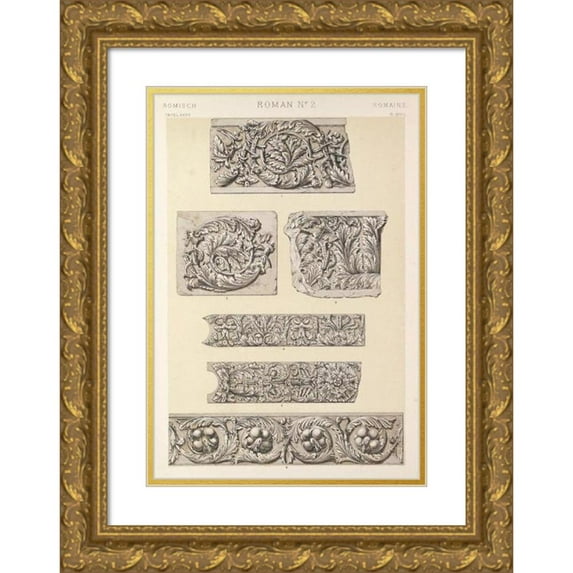 Owen Jones 13x18 Gold Ornate Wood Frame and Double Matted Museum Art Print Titled - Roman No.2 (1856)