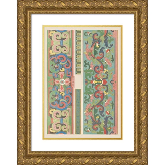 Owen Jones 17x24 Gold Ornate Framed and Double Matted Museum Art Print Titled - Examples of Chinese Ornament, Pl.06 (1867)