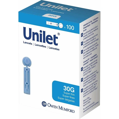 Owen Mumford Comfort Unilet 30 Gauge Lancets Ultra Thin 100 Count 6 Pack