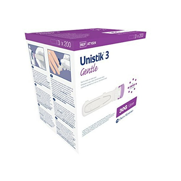 Owen Mumford Unistik 3 Gentle Single Use Safety Lancets, 200 Count