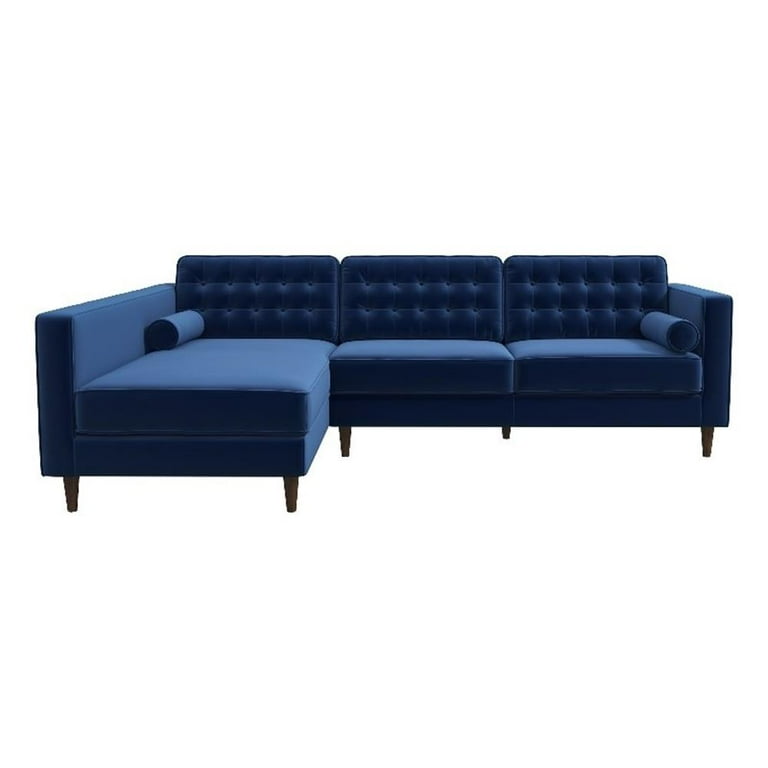 Owen Navy Blue Velvet Modern Living Room Corner Sectional