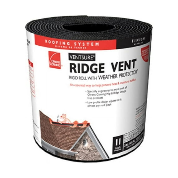 Owens Corning Ventsure 11.25 in. W x 240 L Black Plastic Continuous Unfiltered Ridge Vent