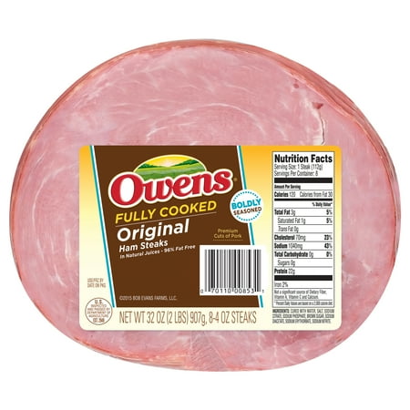 Owens Original Fully Cooked Ham Steaks, 32 oz, 8 Ct
