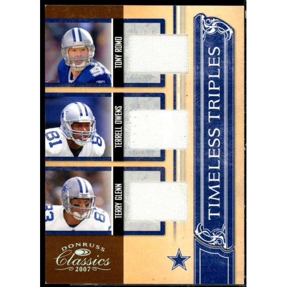 Owens/Tony Romo/Terry Glenn 2007 Donruss Classics Timeless Triples Jerseys #1