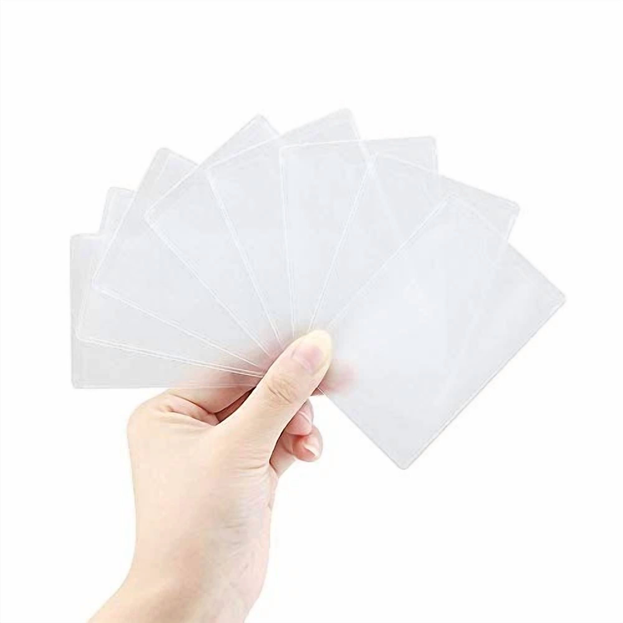 Owfeel 8Pcs Transparent Plastic Vertical Id Credit Card Holder Protector Sleeve