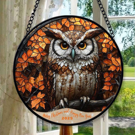 Owl 17 Stained Glass Suncatcher Ornament, Xmas Hanging Ornament, Mother’S Day Ornament, Valentine Ornament Gift, Celebration Hanging Decor, Keepsake 2025