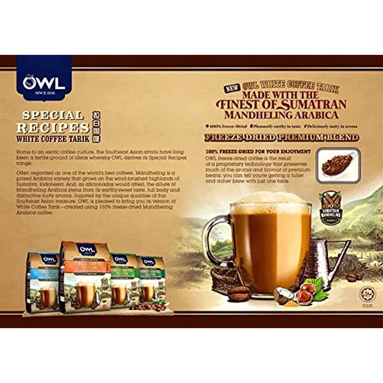 Owl 3-in-1 Instant Freeze-Dried Premium Blend White Coffee Tarik