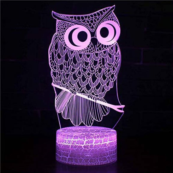 Owl 3D Night Light 16 Color Change Lamp Acrylic Flat ABS Base USB Charger Home Decoration Toy Brithday Kid Children Gift